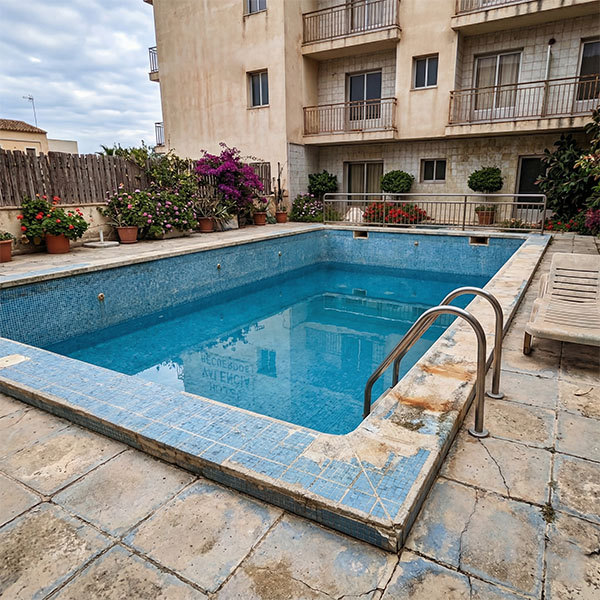 Espacio exterior antes de la construcción de una piscina de arena